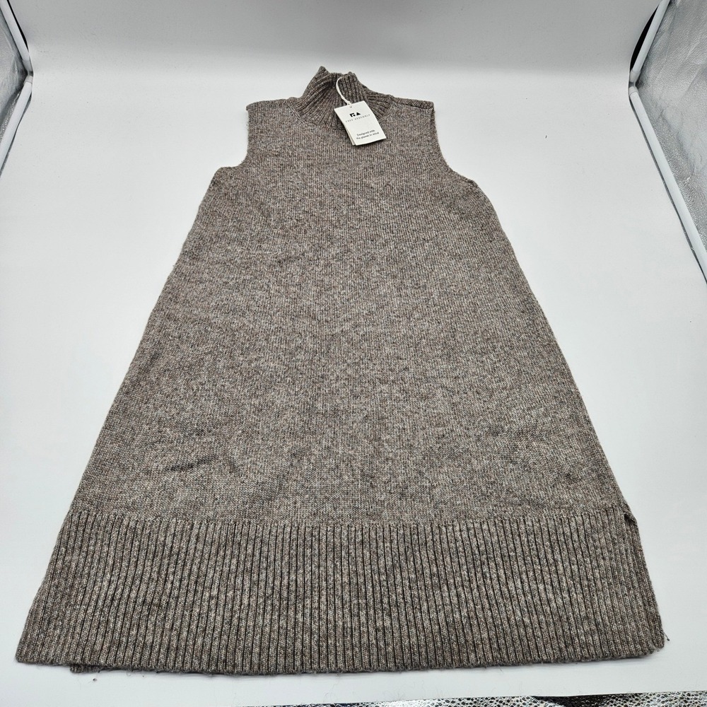 FREE ASSEMBLY Turtleneck‎ Mini Dress Light Heather Oat Knit Sleeveless M